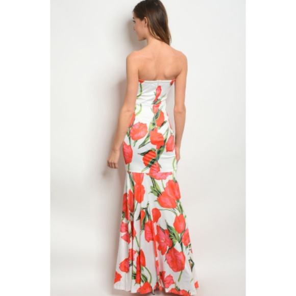 Strapless Floral Maxi Dress - Picture 3 of 6